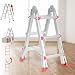 Produktbild Mehrzweckleiter  klappbar, Aluminium, bis 150 kg, 4 Stufen, (4x3 Sprossen) Teleskopleiter, Gelenkleiter, Multifunktionsleiter, Stehleiter, Aluleiter, Vielzweckleiter, Klappleiter, Universalleiter