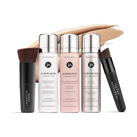 MagicMinerals AirBrush Foundation Set by Jerome Alexander - Complete 5pc Spray Makeup Set with Foundation, Primer, and Setting/Finishing Spray - for Smooth, Radiant Skin (Fair) Cover