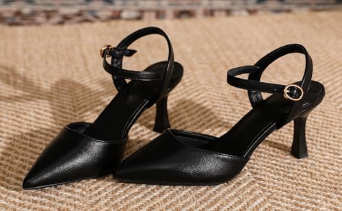 YooPrettyz Womens Closed Toe Ankle Strap Heels Slingback High Heel Dress Shoes Pointed Toe Pumps Shoes2