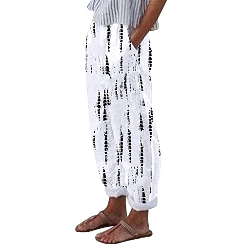 Pantalon de coton pour femme avec poches amples et imprimé casual