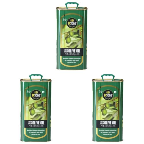 Image of DiSano Extra Virgin Olive Oil 5L, Cold Pressed, First Extraction, Ideal for Sauteing, Grilling & Dressing (Pack of 3)