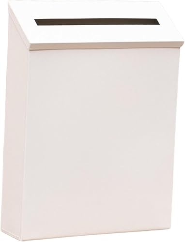 KLKCMS Buzón montado en la pared, moderno y decorativo, gran capacidad, buzón de metal para puerta delantera exterior, color blanco