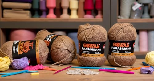 Image of M.G Enterprise ParasmaniBrownSoft Wool Yarn 300 Crochet Yarn for Needle Knitting & DIY Craft
