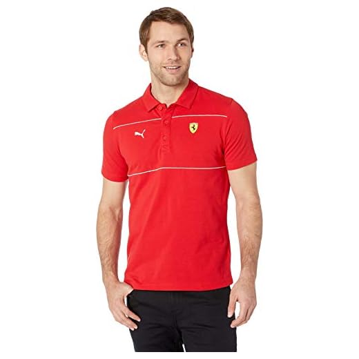 PUMA Mens Formula 1 Scuderia Ferrari Dual Stripe Logo Polo, Rosso Corsa, S