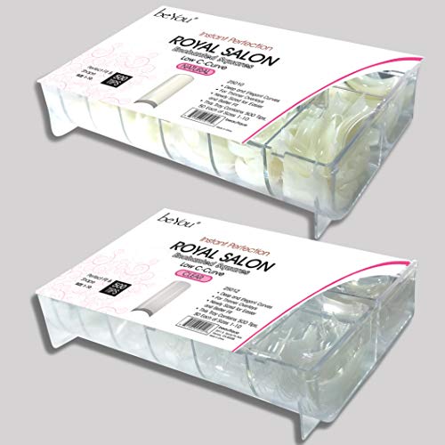 Vivace 2PACK Natural/Clear Royal Salon 500 Acrylic False Fake Nail Tips (Total 1000Tips)