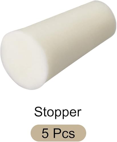 Miniatura 4 de Rebower Tapones de goma sólida de laboratorio perforados de silicona, para puertos de vidrio, bocas de tubería - 0.315-0.472 inbeige5 unidades