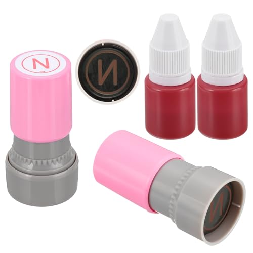 PATIKIL Letter Stamps Self Inking, 2Pcs Alphabet N Character Teacher Ink Initial Stamp with Refill Ink for Class Notebook Scrapbooking DIY Craft, Pink