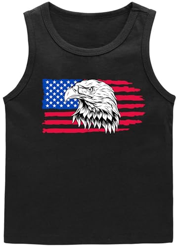 Image of 4th of July Tank Tops Boys Girls American Flag Shirts Kids Patriotic USA T-Shirt Cotton Sleeveless Tees Tops 1-7T