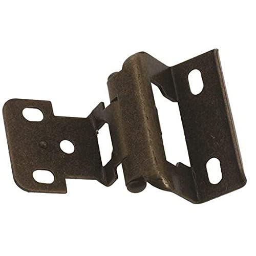 Surface Mounted Full Wrap Cabinet Hinge, 3/8" Inch Overlay, Antique Brass, 2 Pack