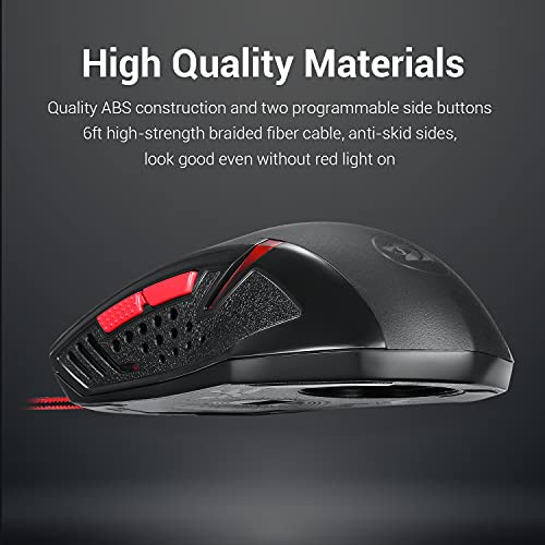 Redragon Mouse para jogos M601 com fio com LED vermelho, 3200 DPI 6 botões ergonômico CENTROPHORUS m