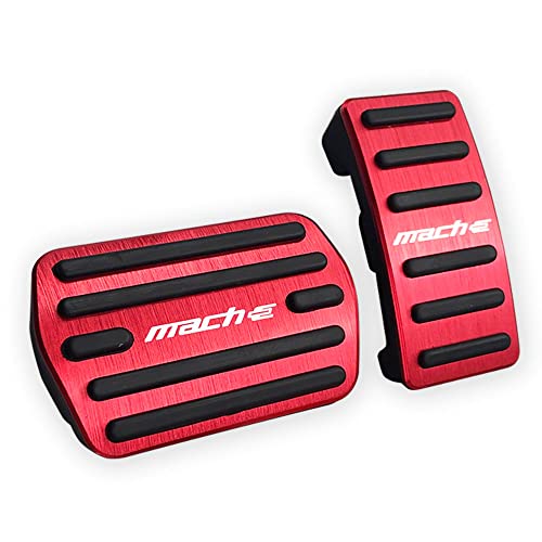 LEXLEY 2PCS Anti-Slip Aluminum Brake Gas Pedal Pads,Auto No Drilling Accelerator Pedal Covers For Ford Mustang Mach-E 2021 2022，Not Fit GT-RED