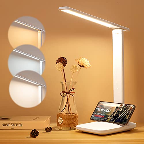 Rhitchy Lampe de Bureau LED Puissante: Lampe Bureau Sans Fil USB Rechargeable Dimmable 3 Modes avec Fonction Stand, Lampe de Chevet LED Lampe de Bureau Enfant pour Chambre Lecture D'écriture