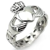 Aotiwe Anillo de dedo medio, anillo de boda gótico con corona y corazón, anillo de Claddagh de acero inoxidable, joyería de moda para hombre, N 1/2, Acero inoxidable, Sin piedra preciosa