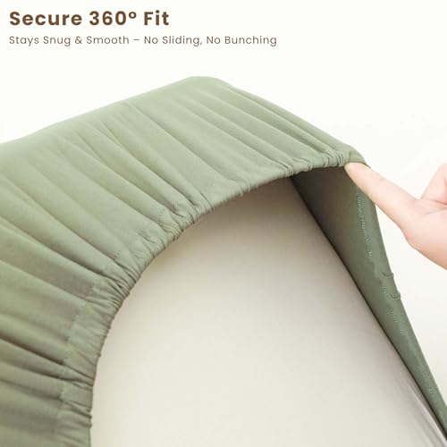 Image of Konssy 3 Pack Stretchy Bassinet Sheets for Baby Girl Boy, Soft Breathable Baby Bassinet Mattress Sheets Fit for Hourglass Oval Cradle, Moses Basket Rectangle Mattress (Green Leaves)