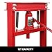TUFFIOM 12-Ton Hydraulic Shop Press with Press Plates, H-Frame Adjustable Working Table Height Garage Benchtop Press, Red, 24.8”L x 15.35”W x 51.4”H