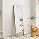 RLAVBL 140 x 40 cm Standspiegel oder Wandspiegel mit schwarzem Aluminiumrahmen, Sicherheits-Temperglas, abgerundete Ecken, für Schlafzimmer, Flur, Wohnzimmer