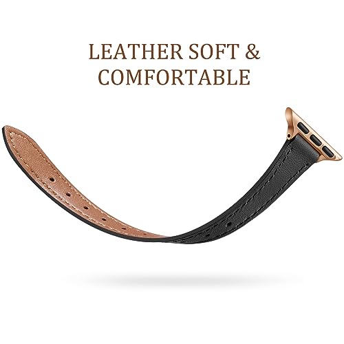 CeMiKa Slim Leather Straps Compatible with Apple Watch Strap 42mm 44mm 45mm 49mm 46mm - Image 3