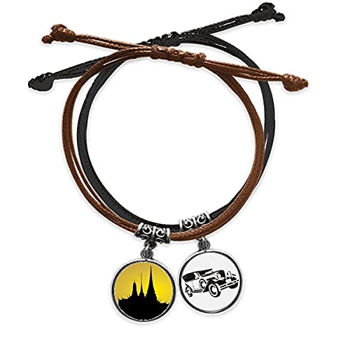 Bracelet corde temple thaïlandais chaîne de main en cuir pour homme et femme