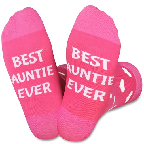 Jeasona Best Auntie Socks Size 6-9 - Special Auntie Gifts for Women - Christmas, Mothers Day & Birthday