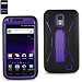 Samsung Galaxy S II Skyrocket/I727 Black/Purple Combo Silicone Case + Hard Cover + Kickstand Hybrid Case AT&T