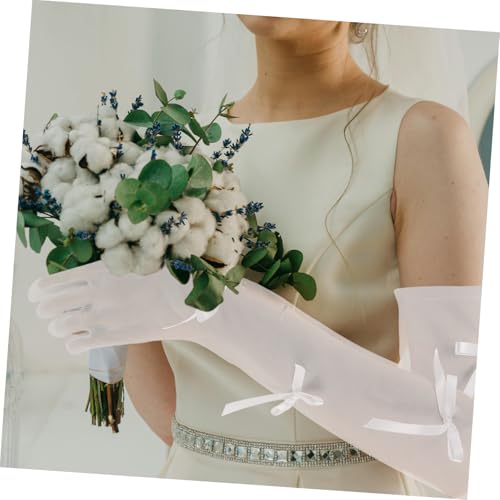 Guantes de boda de tul largo UKCOCO complementos elegantes para novia 7