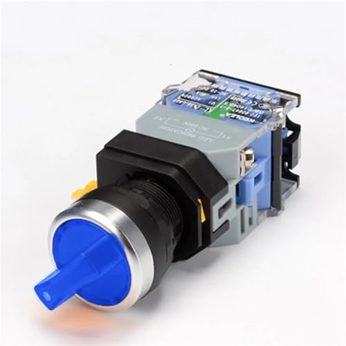 Interruptor selector azul LA38-11XD/2 para cuadros de mando y maquinaria de taller