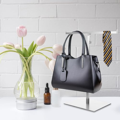 Soporte para bolsos con altura regulable de 60 cm, expositor de acero estable plata 8