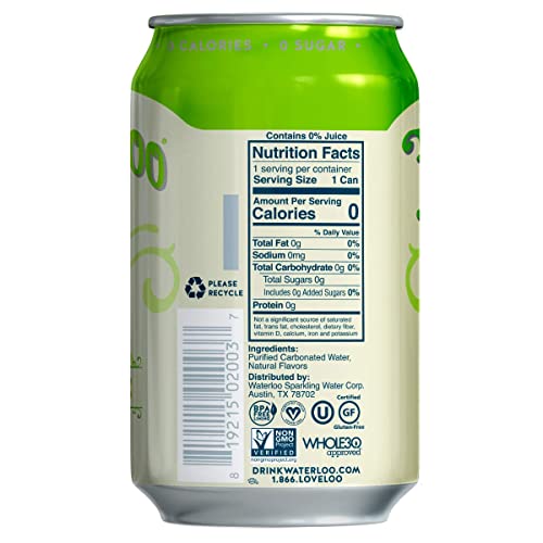 Image of Waterloo Sparkling Water, Lemon-Lime Naturally Flavored, 12 Fl Oz (Pack of 24) | Zero Calories | Zero Sugar or Artificial Sweeteners | Zero Sodium