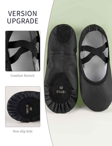 Daydance Toddler Girls Boys Ballet Shoes PU Leather Dance Slippers for Little/Big Kids2