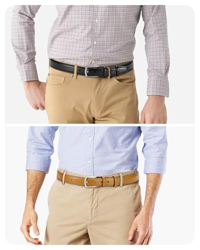 Image of CHAOREN Mens Belts Leather 2 Pack - 1 1 /4 inch Dress Belts for Men Golf Casual Jeans