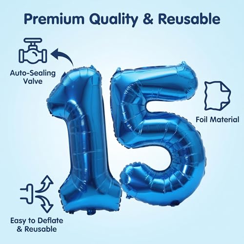 Image of YPSelected 32 Inch Large Foil Helium Number Balloon Birthday Wedding Party 0-9 (Blue, 5)