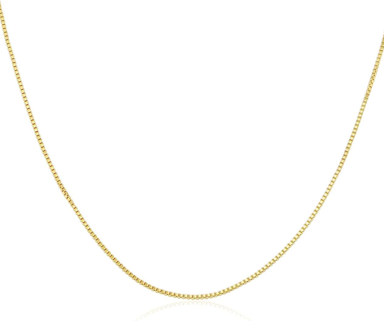 14K Solid Yellow Gold Box Chain Necklace, Available in 0.65mm for Women and Men With 20 Inch Lengths (0.65mm, 20inch) - Image 3