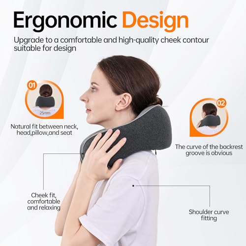 Travel Pillows for Airplanes,100% Pure Memory Foam Travel Neck Pillow - image 3