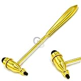 Gold Tromner Neurological Reflex Hammer with Pointed Tip Handle for Cutaneous and Superficial Responses - Free-Parts-for-Life (Gold/Black) by G.S Online Store