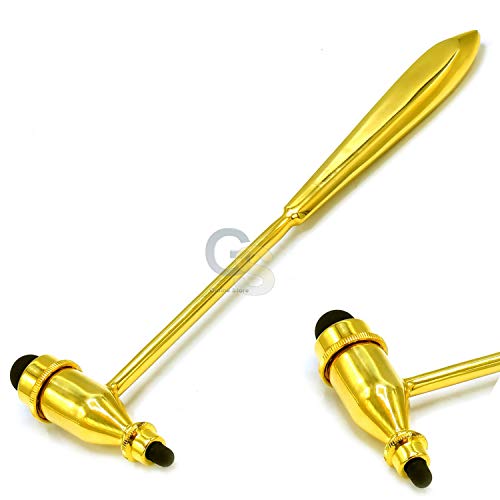 Gold Tromner Neurological Reflex Hammer with Pointed Tip Handle for Cutaneous and Superficial Responses - Free-Parts-for-Life (Gold/Black) by G.S Online Store
