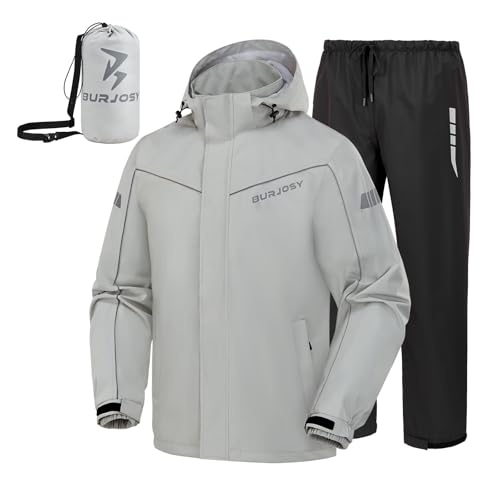 Rain Suit for Men, Packable Waterproof Rain Jacket & Pants, Reflective Raincoat Rain Gear for Outdoor Golf Hiking Fishing