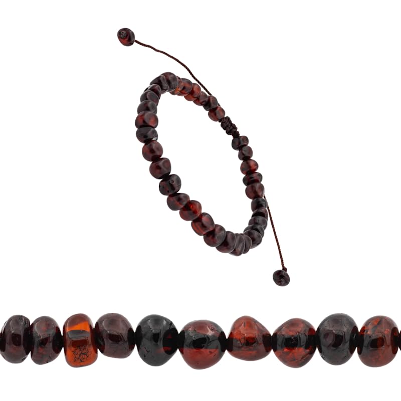 Adjustable Baltic Amber Adult Bracelet (6.3 + 3.5 inch)- without knot between beads - Imported from Lithuania - Gift Box and customized message - Engrave the storage linen bag!