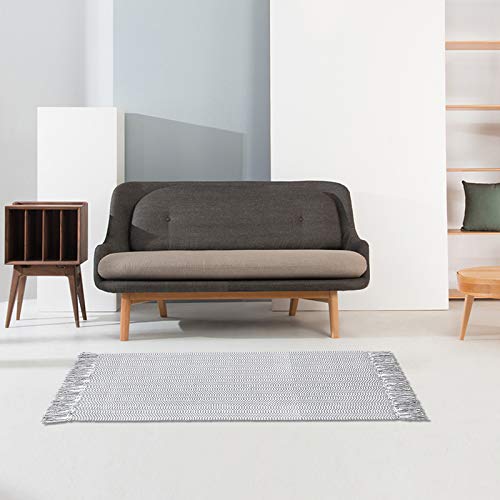 Fasmov Bathroom Rugs Cotton Area Rug Set 2 Piece 4.2'X2'+3'X2' Cotton Rugs With Tassel Farmhouse Gray Washable Fringe Cute Bedroom Entry Door Way Modern Rug #TOP3