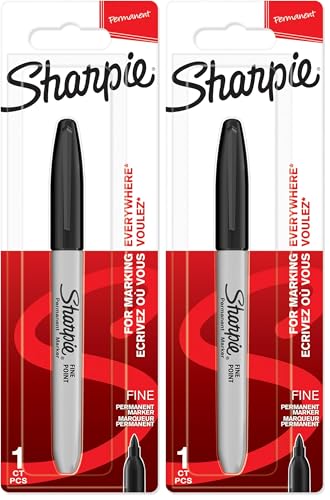 Sharpie marqueurs indélébiles | pointe fine | encre noir permanent | Lot de 2