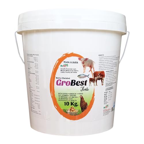 REFIT ANIMAL CARE Metho Chelated Mineral Mixture Powder for Cow, Poultry & Fish, 10 Kg, GroBest Forte