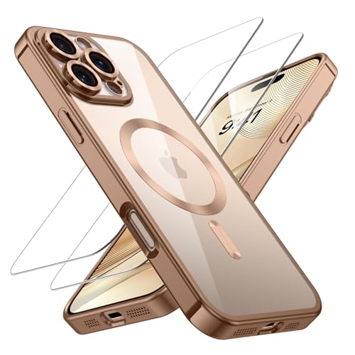 Coque transparente pour iPhone 16 Pro avec 2 verres trempés étui antichoc compatible Magsafe
