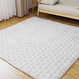 SunshineLife ラグ 「帝人TEIJIN中わた・速暖グラフェン」 遠赤保温 ラグマット キルトラグ フランネル 接触温感 吸湿発熱 断熱 蓄熱 アルミシート入り あったか カーペット 秋 冬 ふわふわ 床暖房 ホットカーペット対応 滑り止め付 厚手 ラグマット 防音 静電気加工 洗える 絨毯 防ダニ 190*190cm ホワイト ２畳