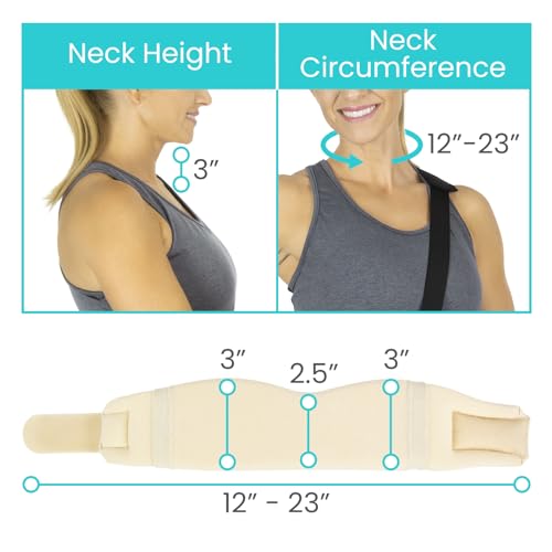 Vive Cervical Collar Neck Brace for Neck Pain and Support for Women & Men - Soft Foam Brace for Pain Relief - Comfortable Corrector Wrap for Posture, Sleeping, Radiculopathy, & Spine (Beige, 3 inch)