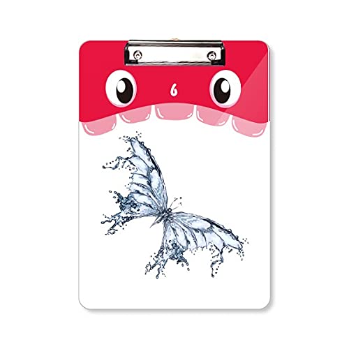 Dossier à tête plate bloc-notes A4 avec motif petit papillon bleu et pince robuste