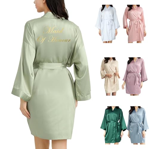 OWITER Damen-Bademantel aus Satin, für Braut, Brautjungfer, Robe für Hochzeit, Brautparty,...