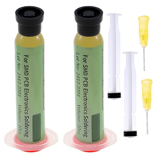 Vryndh 2 Packs De Pasta Para Soldar Y Flux Gel Para Electrónica, Fórmula No Clean, Incluye Jeringa Para Aplicación Precisas En Reparación De Móviles Y Pcb