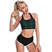 Women Girls Comfy Racerback Yoga Vest Elastic Green Scottish Tartan Check Plaid Athletic Tops with Pads Control Shapewear Activewear for Workout Training