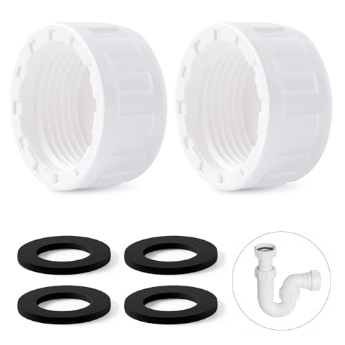 Image of 2 Pack 32mm Blanking Cap with 4 Rubber Washers, Waste Pipe Cap Sealing Plug for Kitchen Sink Laundry Appliance Waste Pipe(1.25 Inch)