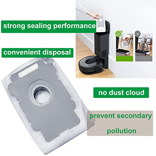 12 Pack Dust Bin Bags Compatible For Irobot Roomba Vacuum Replacement Bags I3, I3+, I7, I7+, I8, I8+, I4, I4+, I1, I1+, I6, I6+, J7, J7+, S9, S9 Plus, I & S & J Series Automatic Dirt Disposal Bags #TOP3