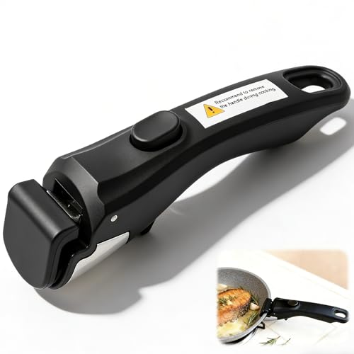 Poignée Universelle Amovible pour Casserole et Poêle, Tension Réglable, Résistante à la Chaleur jusqu’à 250°C, Manche Détachable en Acier Inoxydable...